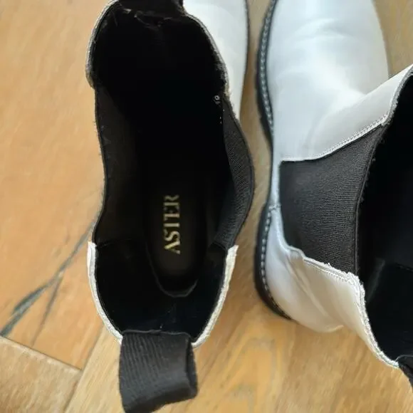 Aster Chelsea Lug Sole Boots White Black Leather Size 8 - Picture 5 of 9